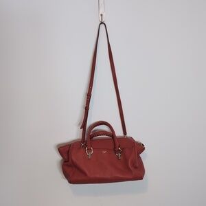 Diane Von Furstenberg DVF Red Sutra Leather Duffle Bag Purse